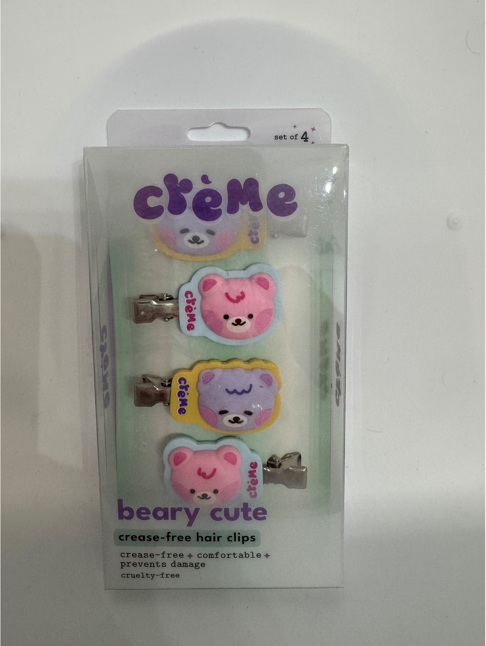 The Crème Shop Beary Cute Crease-Free Hair Clips Set of 4